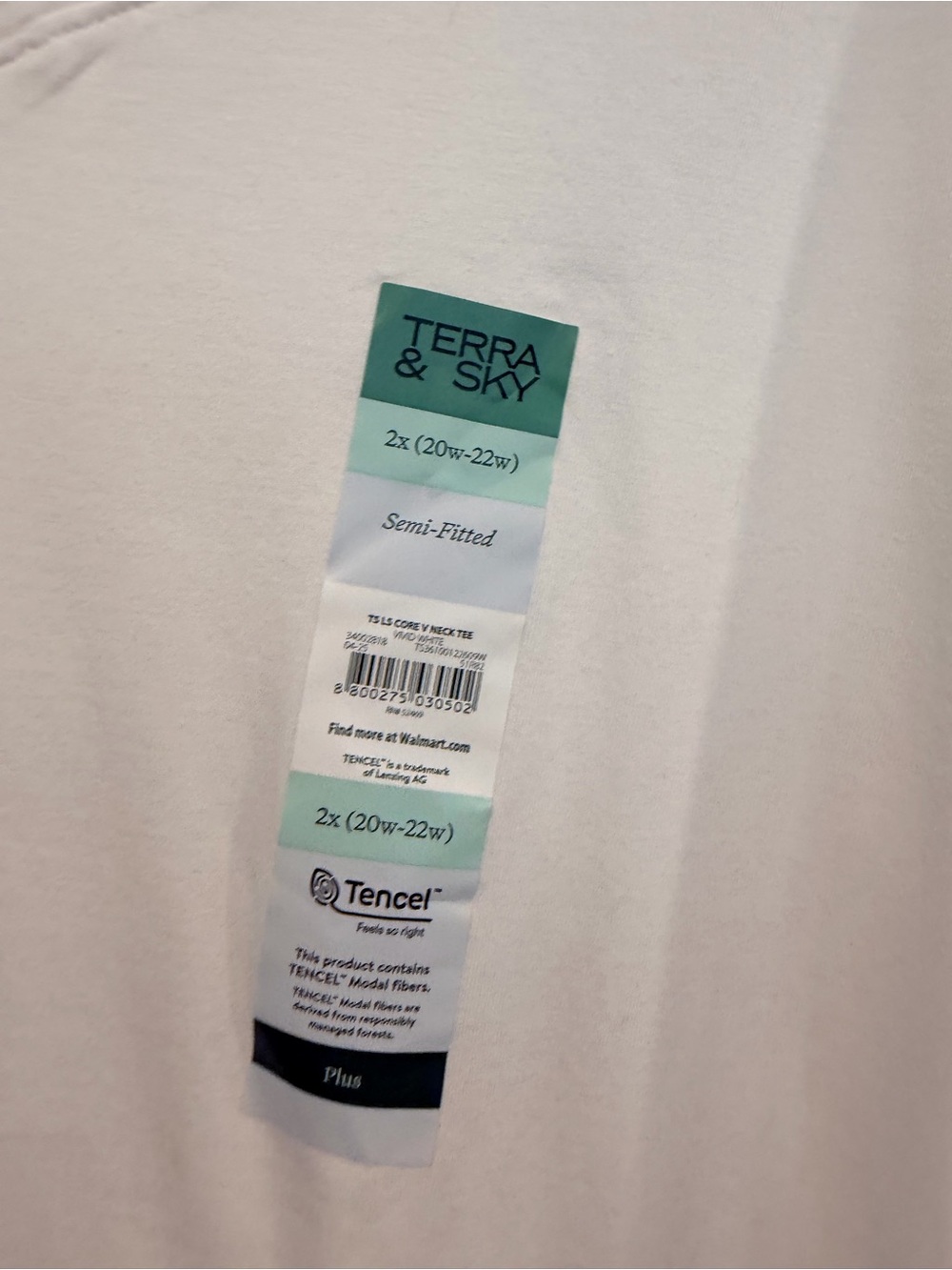 NWT Terra & Sky Size 2X White Long Sleeve V-Neck T-Shirt Tencel - Picture 3 of 10